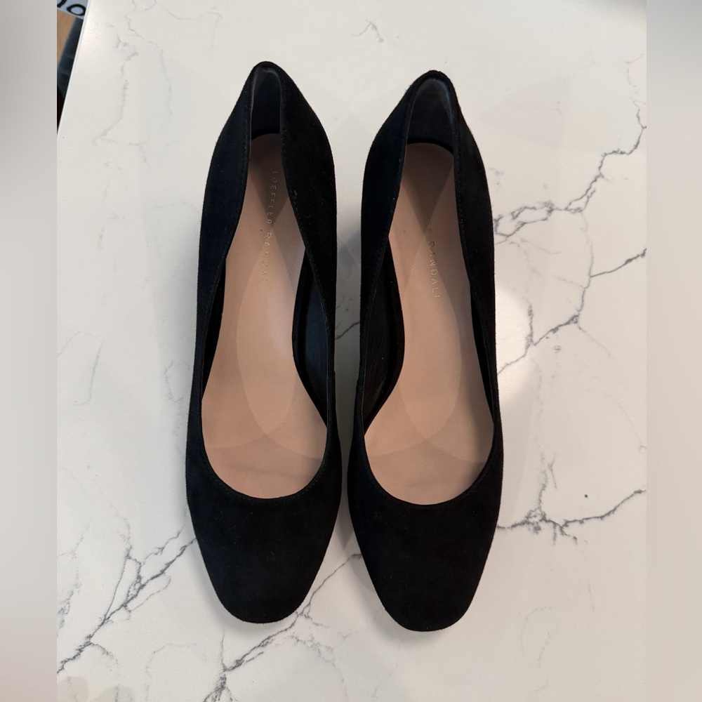 Loeffler Randall Black Suede 2-inch Block Heel Women's Shoes
